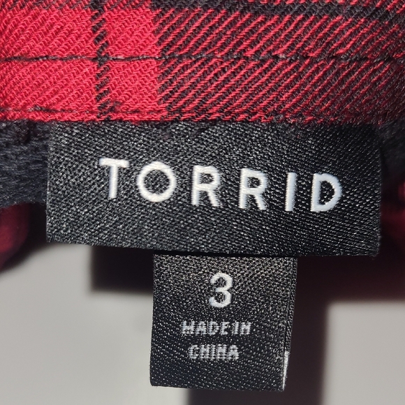 Torrid Red and Black Plaid Shirt - Picture 3 of 6